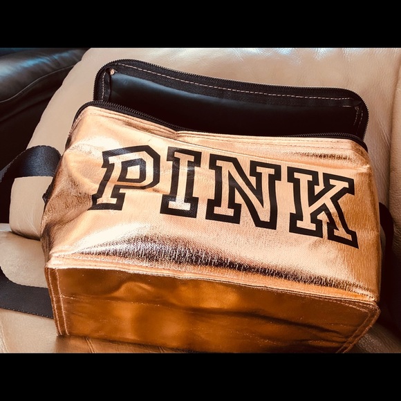 Victoria’s Secret PINK Metallic Cooler, Lunch Bag With Shoulder Strap, EUC - Picture 1 of 10